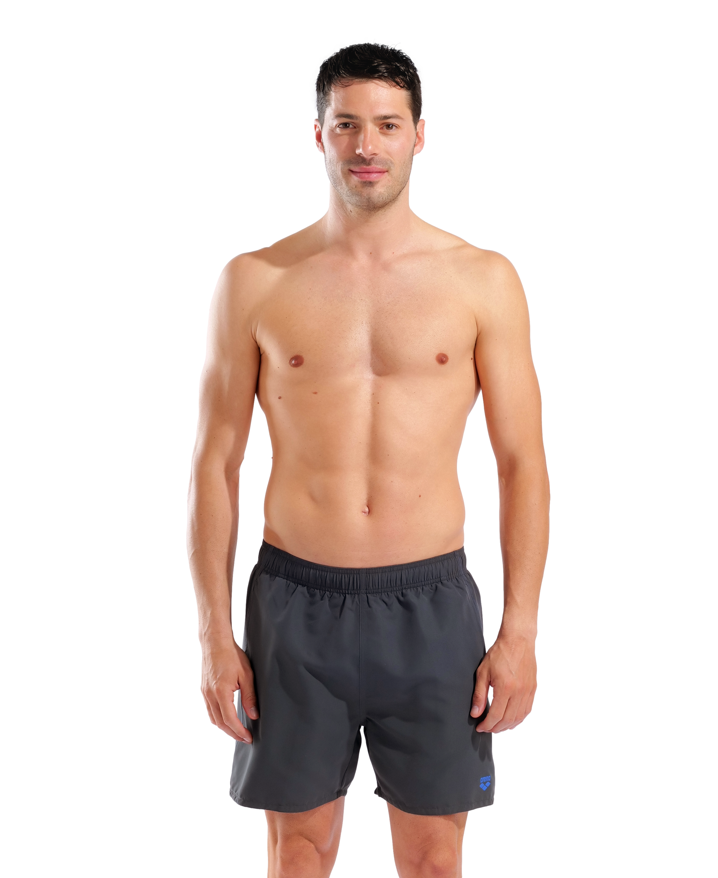 Arena Men's Fundamentals R Boxer Beach Shorts - Asphalt-Neon Blue