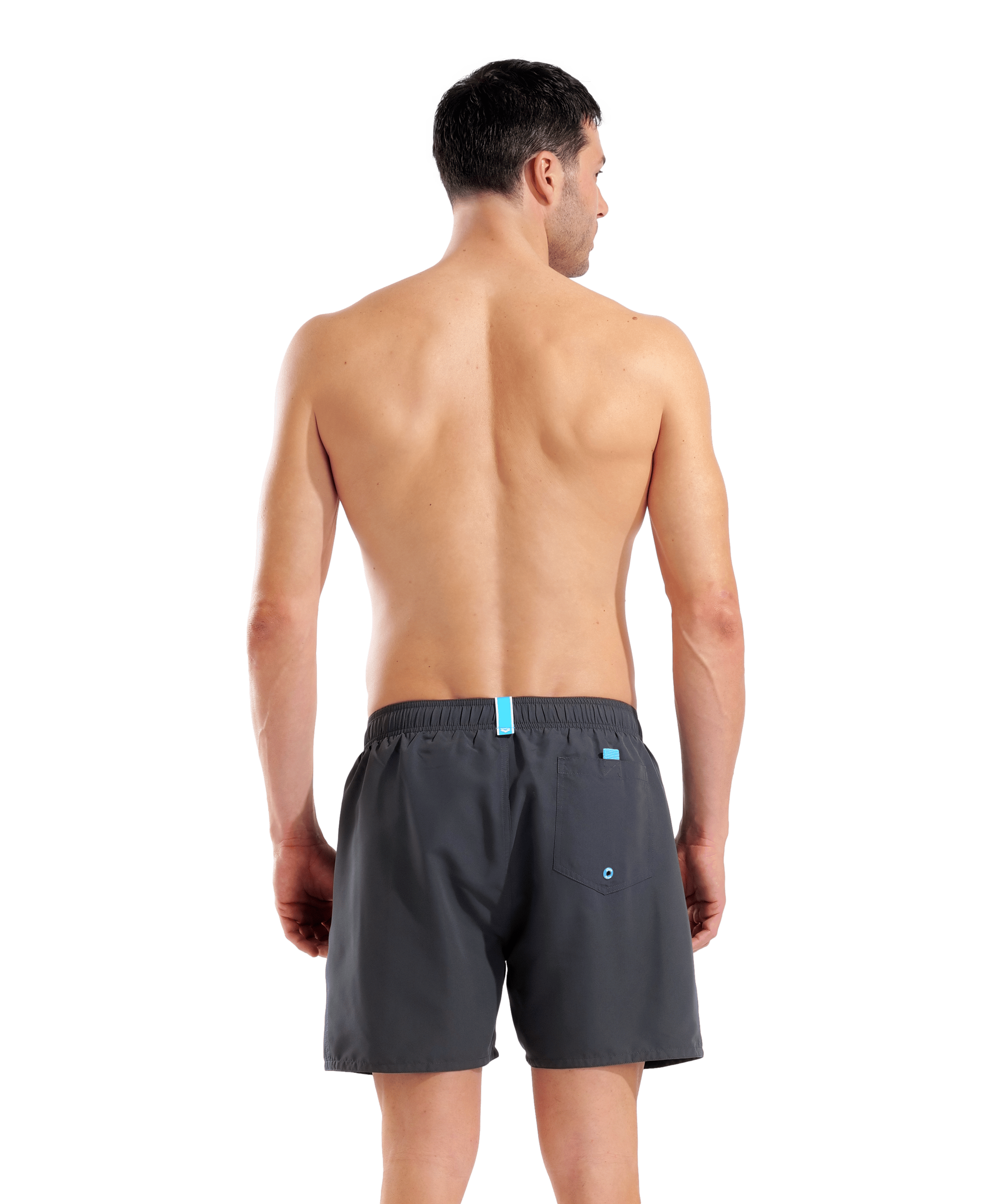 Arena Men's Fundamentals R Boxer Beach Shorts - Asphalt-Neon Blue