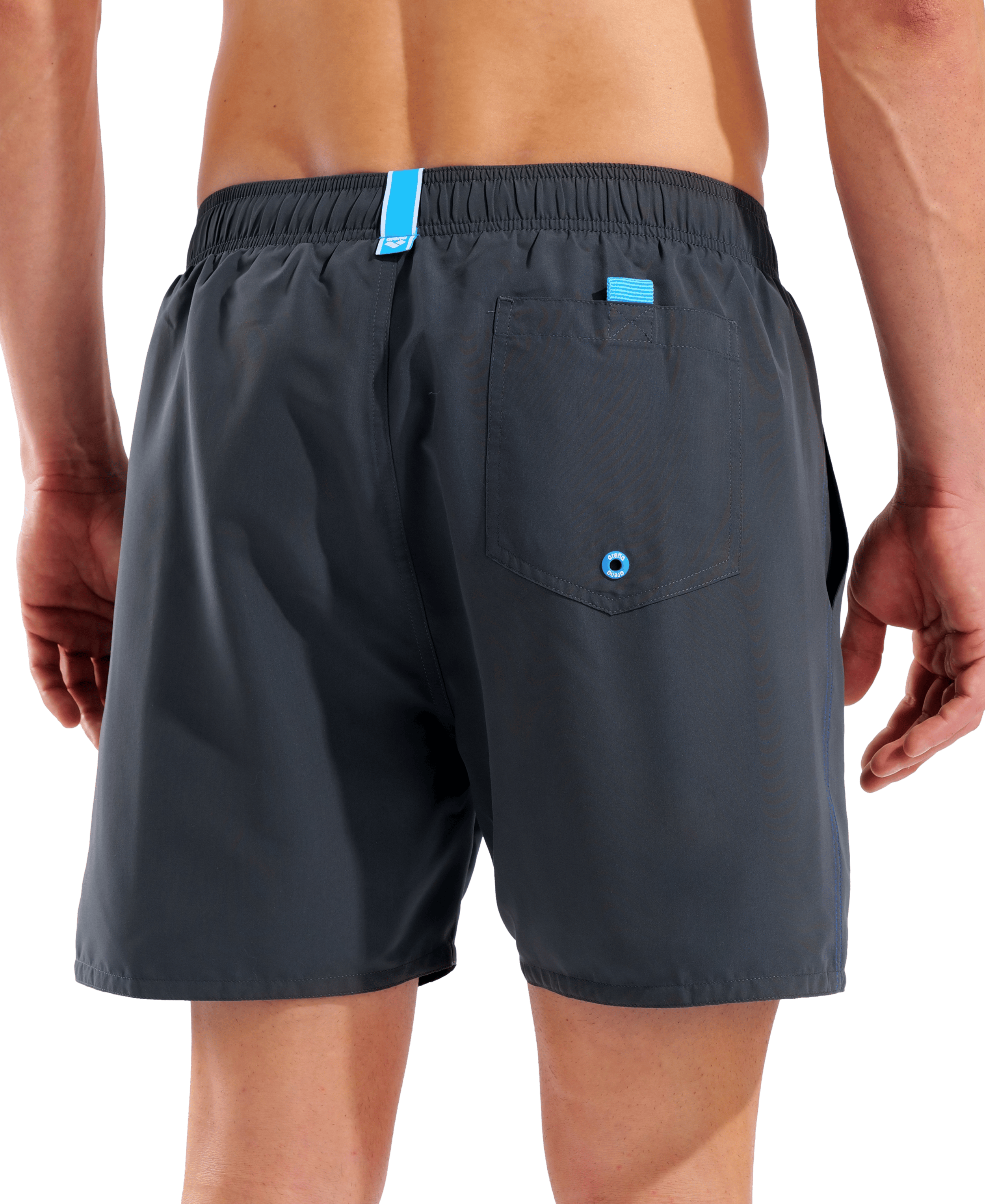 Arena Men's Fundamentals R Boxer Beach Shorts - Asphalt-Neon Blue