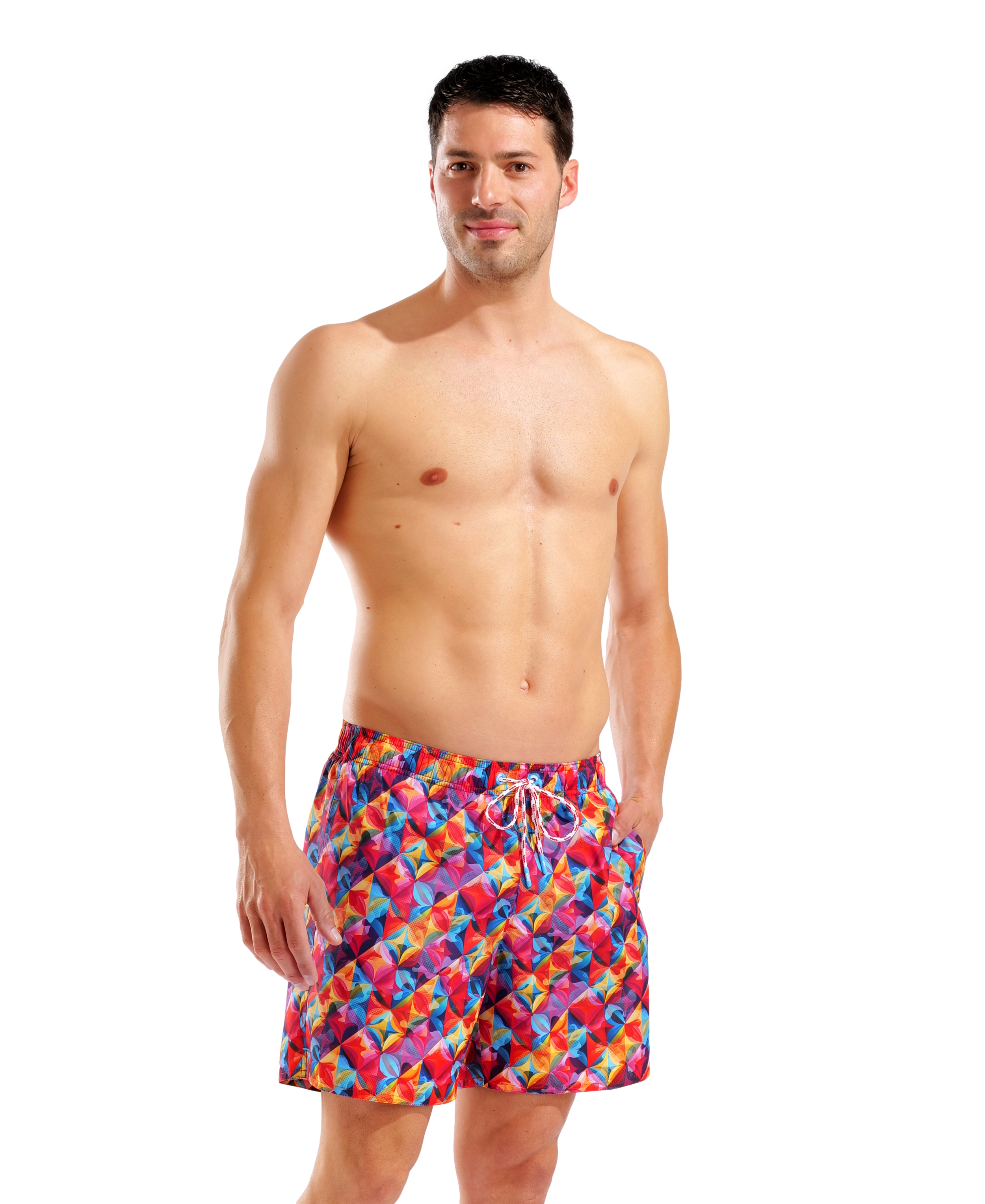 Arena Men's Water Prints Boxer Beach Shorts - Red-Multi Candy