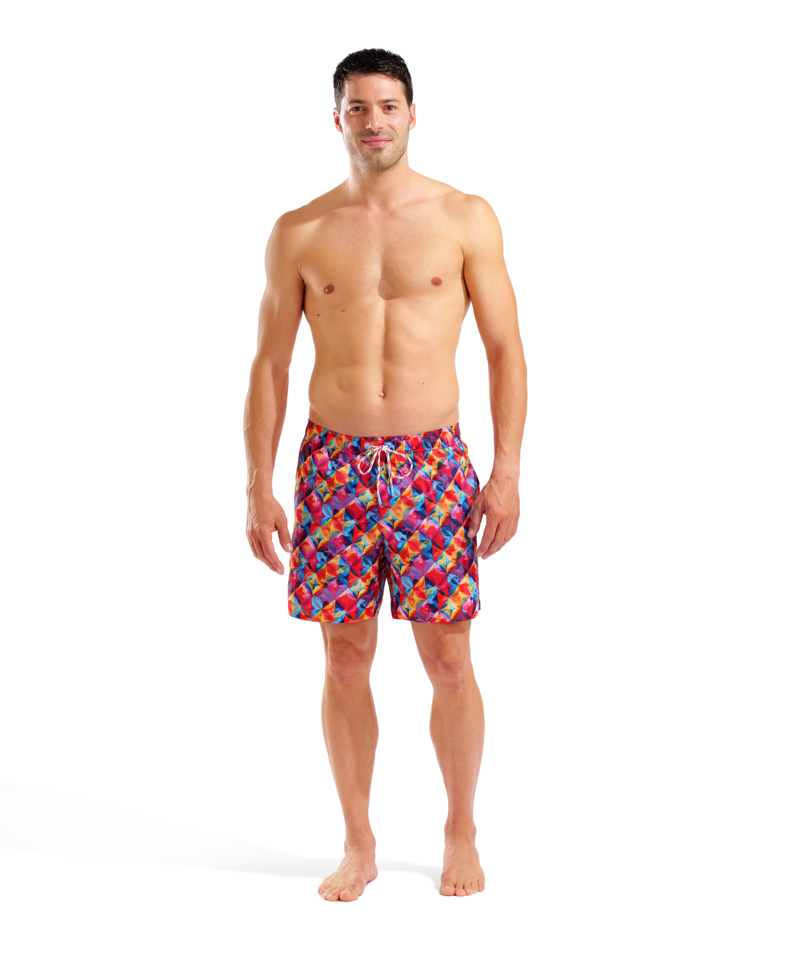 Arena Men's Water Prints Boxer Beach Shorts - Red-Multi Candy