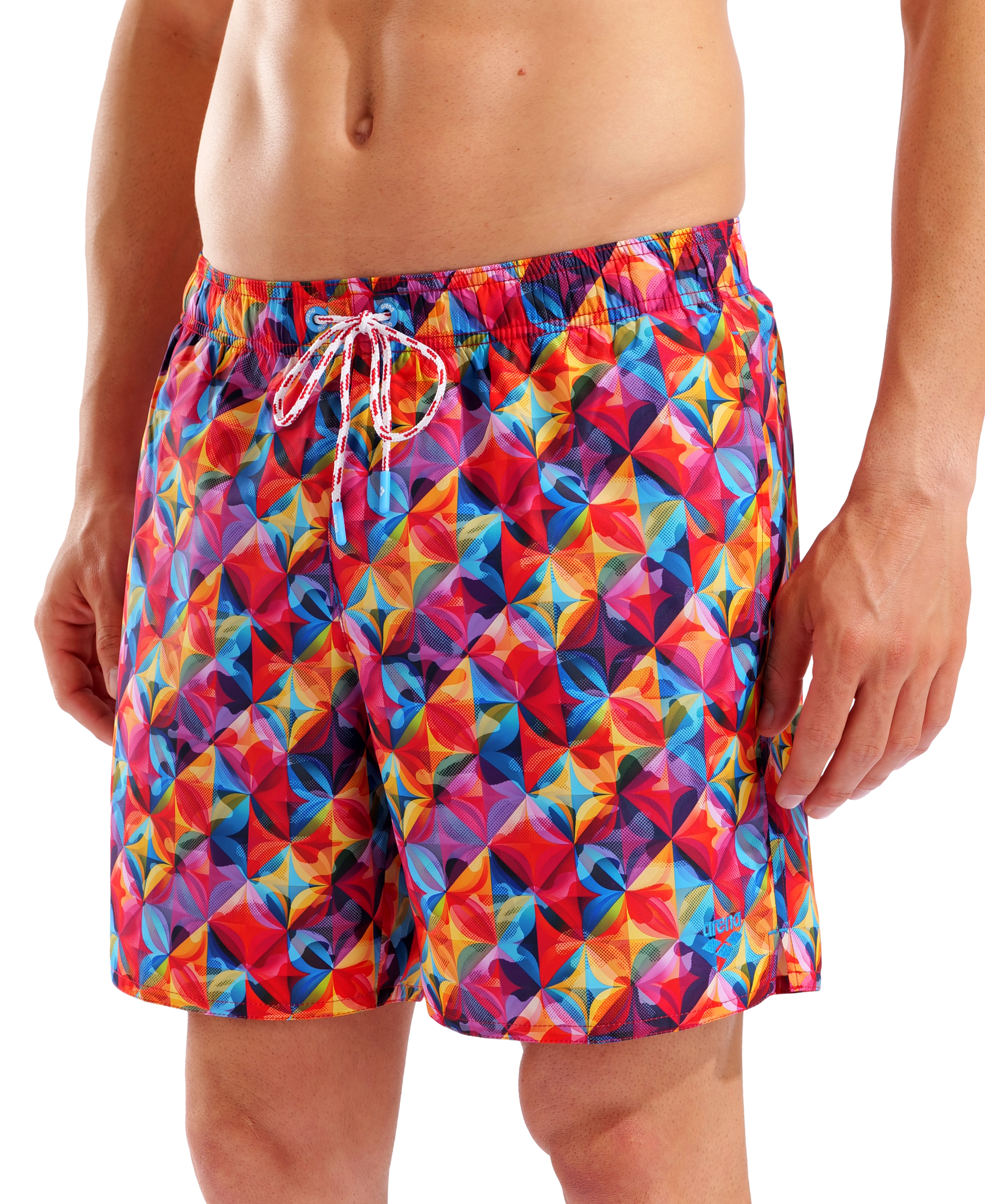 Arena Men's Water Prints Boxer Beach Shorts - Red-Multi Candy
