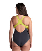 Arena Performance Women's Reflective Plus Swimsuit - Asphalt-Soft Green