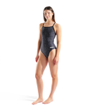 Arena Performance Women's Snakeskin Lightdrop Back Swimsuit Black
