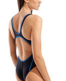Women's Hyperflow Solid Swimsuit Tech Back - Blue Cosmo