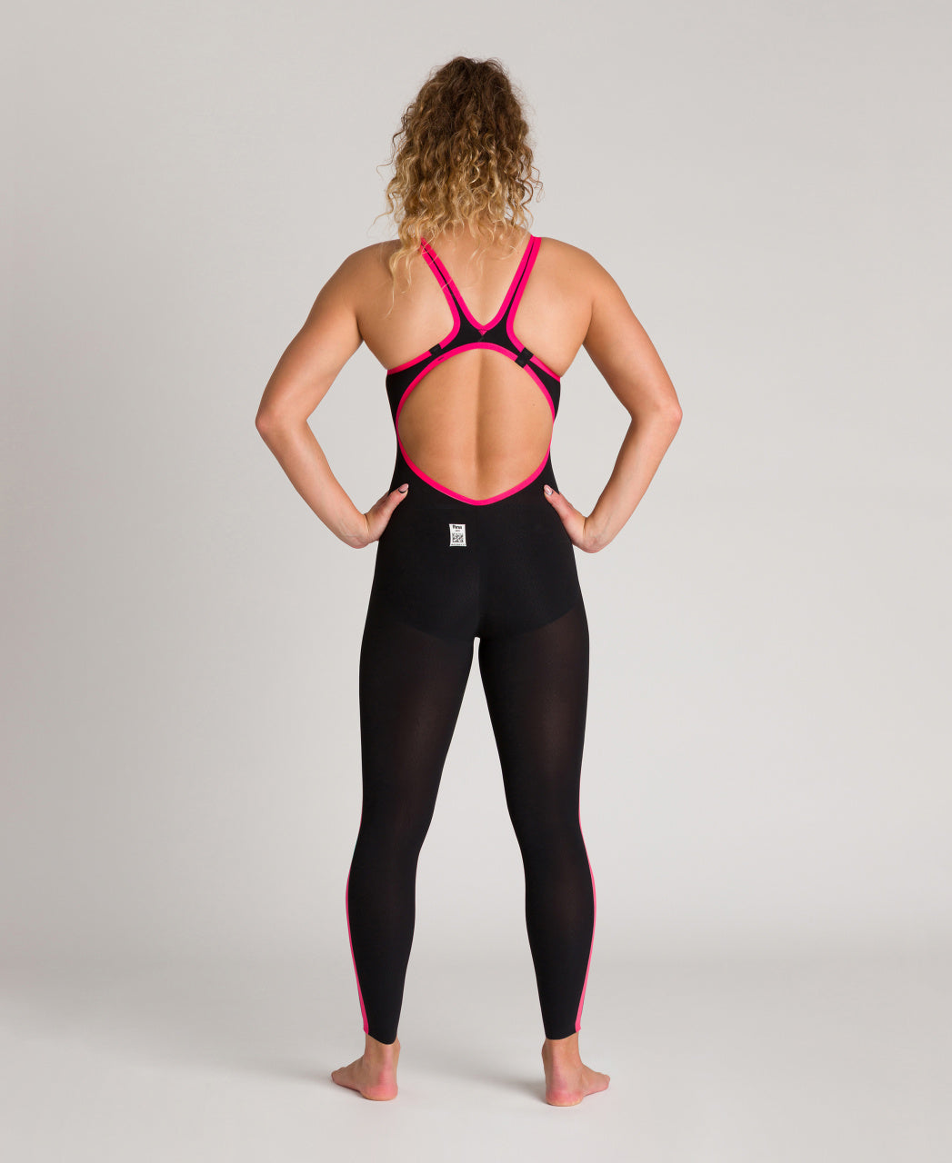 W Open-Back arena Powerskin R-EVO+ Full-Body Open Water Suit Black-Fluo Yellow