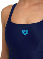 Arena Feel Women's Panel Control Pro Back Swimsuit - Navy-turquoise