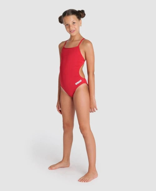 Arena Performance Girls' Solid Team Challenge Swimsuit - Red - White