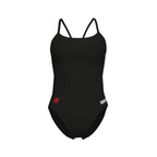 Comet Women's Solid Lace Back Swimsuit - Black