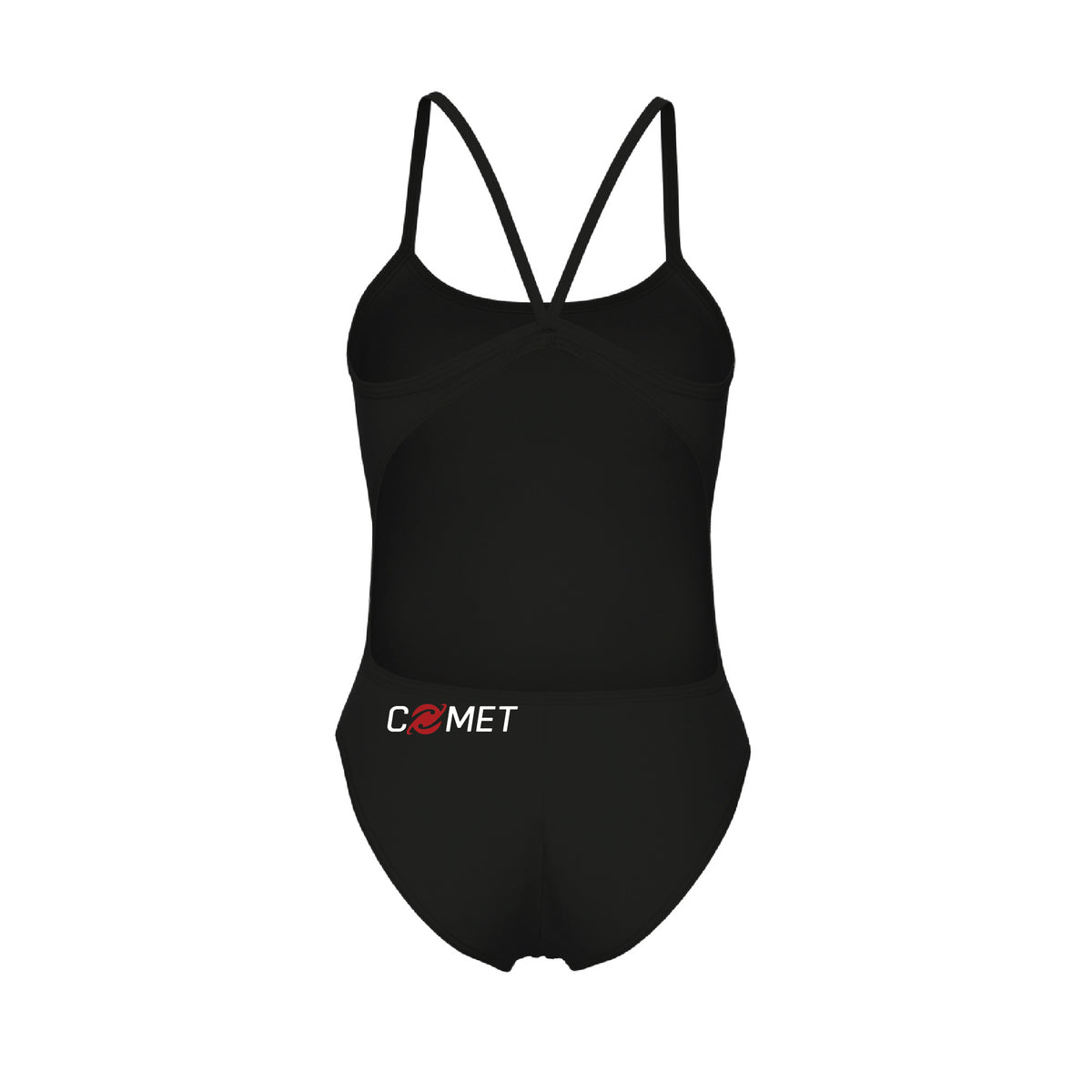Comet Women's Solid Lace Back Swimsuit - Black
