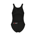 Comet Girls' Solid Team Swim Tech Swimsuit - Black