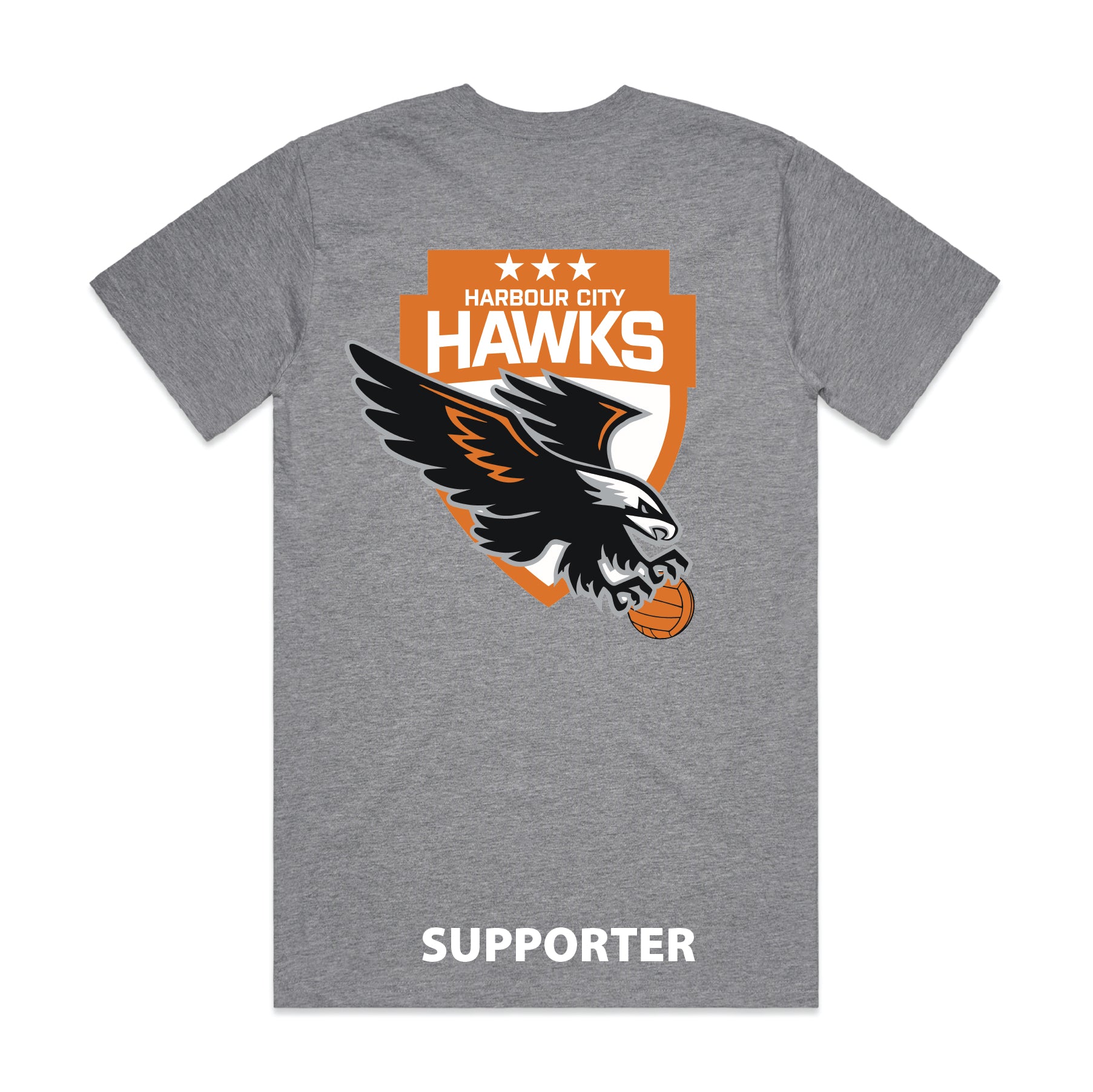 Harbour City Hawks Unisex Supporter Tee - Grey Marle