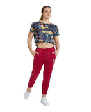 Arena Women's 7/8 Team Pant - Burgundy-Neon Blue-Butter