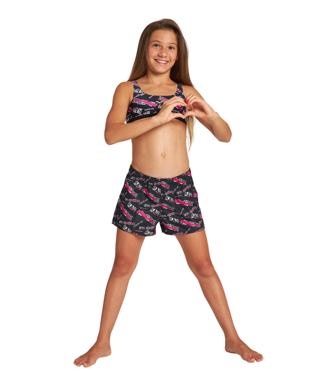Arena Girl's Allover Short Junior - Black-Multi