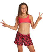 Arena Girl's Allover Short Junior - Red Skulls Multi