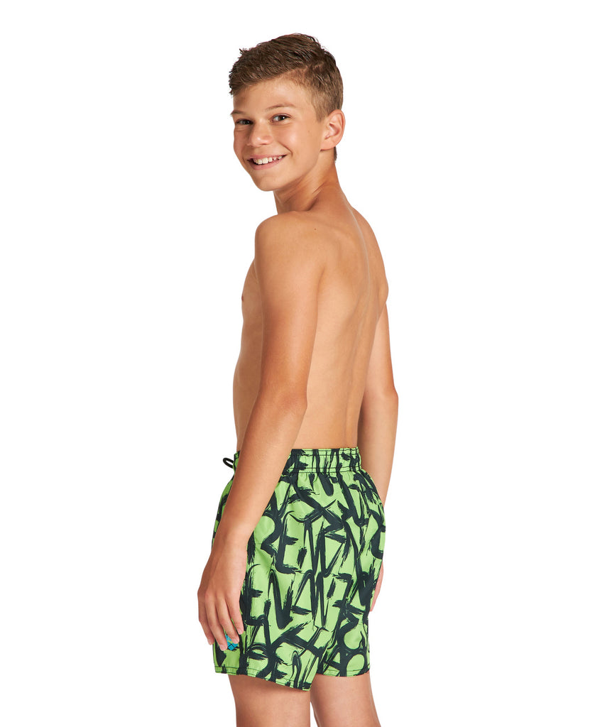 Arena Boy's Fundamentals Allover Junior Boxer - Soft Green Multi