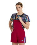 Arena Women's Icons Salopette - Burgundy-Neon Blue-Butter