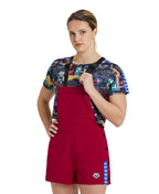 Arena Women's Icons Salopette - Burgundy-Neon Blue-Butter