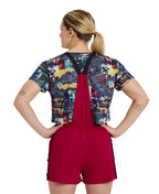 Arena Women's Icons Salopette - Burgundy-Neon Blue-Butter