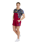 Arena Women's Icons Salopette - Burgundy-Neon Blue-Butter