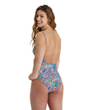 Arena Women's Printed Round Neckline Back One Piece - Multicolour