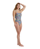 Arena Women's Printed Round Neckline Back One Piece - Multicolour