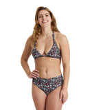 Arena Women's Printed Halterneck Two Piece - Burgundy Multi
