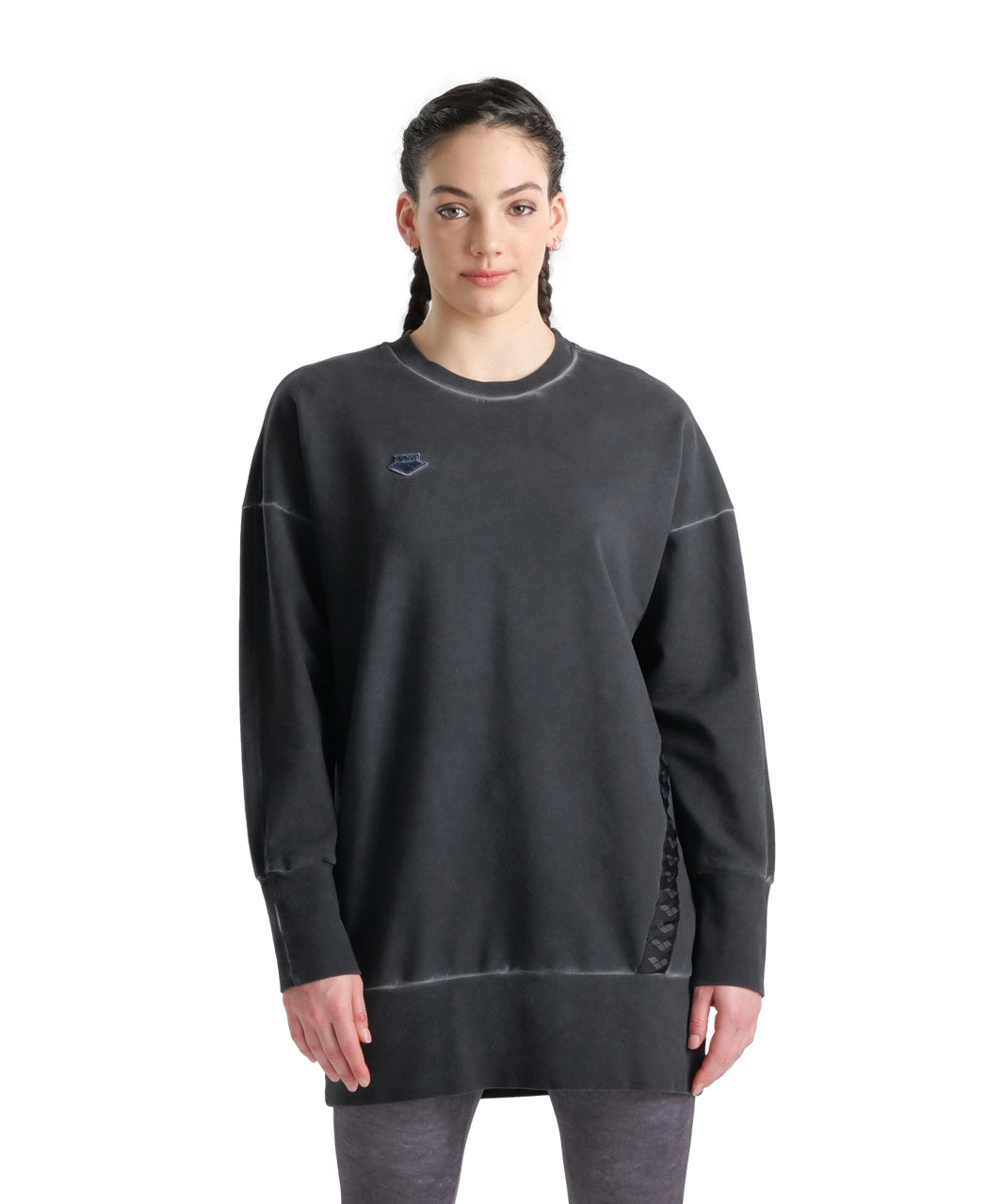 Women's Arena Icons Oversize Crew Delave-Black-White