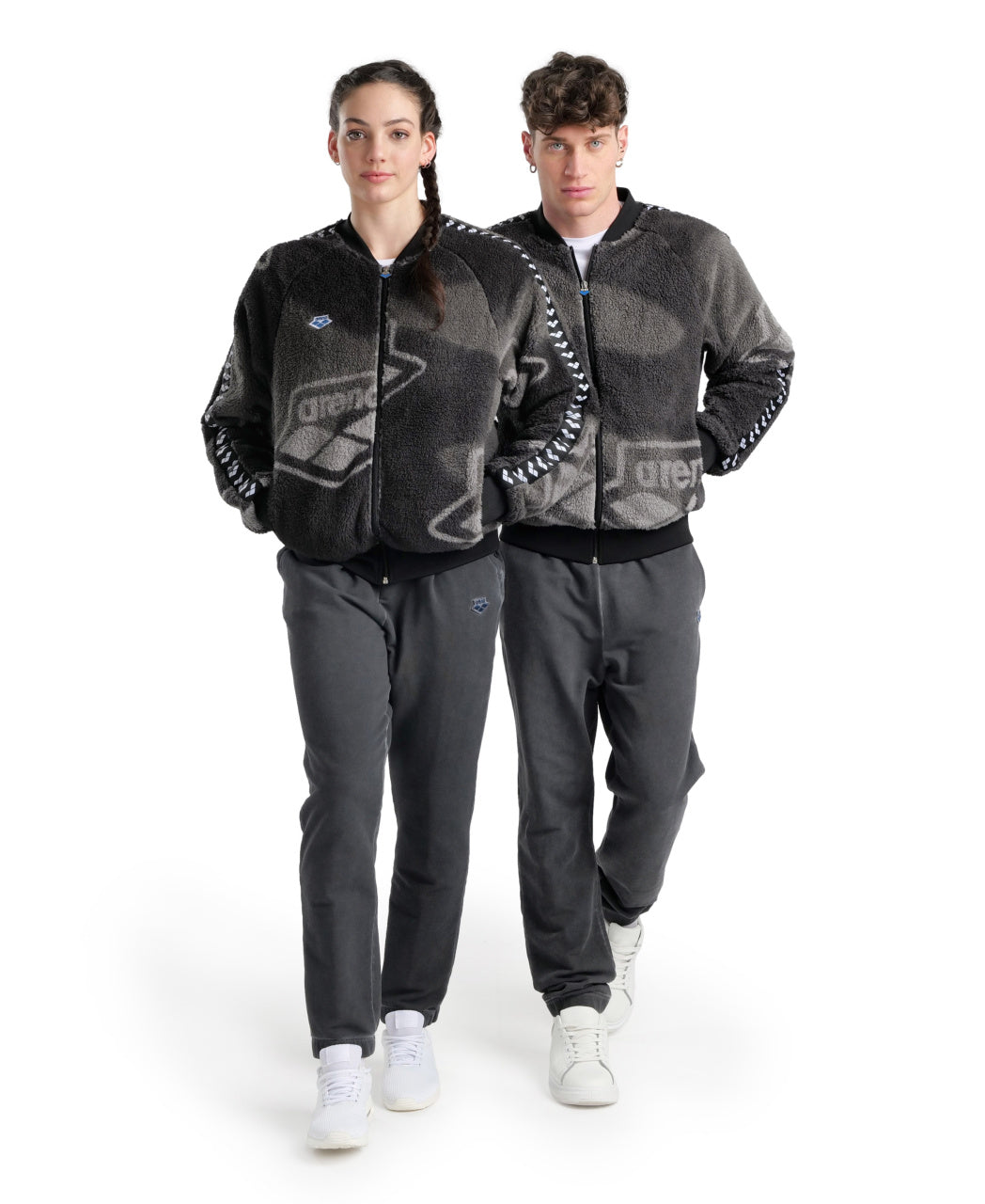 Unisex Arena Relax IV Team Jacket Polar - Smoke Grey Heather-Black-White