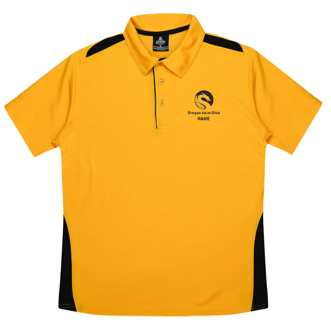 Dragon Swim Club Adult Paterson Polo - Gold-Black